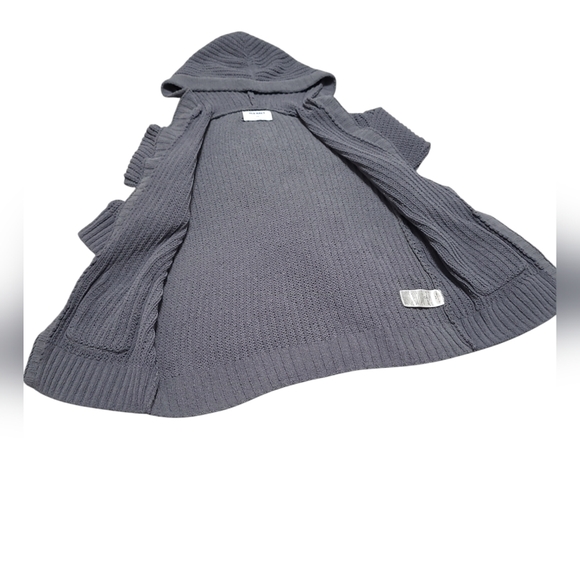 💲1️⃣ NWOT Old Navy Grey Chunky Knit Hooded Ope Cardigan Youth Kids Sz Med (8) - Picture 4 of 7